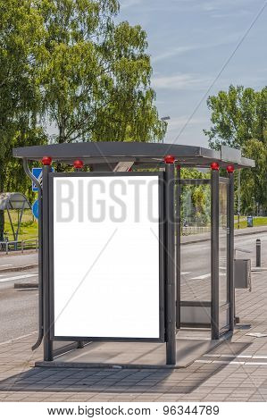 Bus Stop With Blank Bilboard