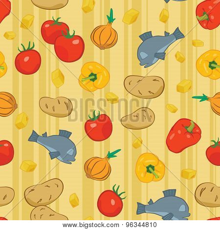 Seamless Background With Food