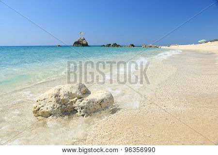 Megali Petra Beach, Lefkada Island, Levkas, Lefkas, Ionian sea, Greece.