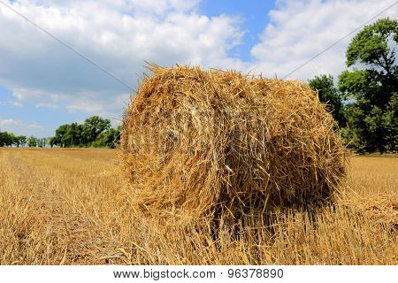 Hayroll on crop field n nice sunny day