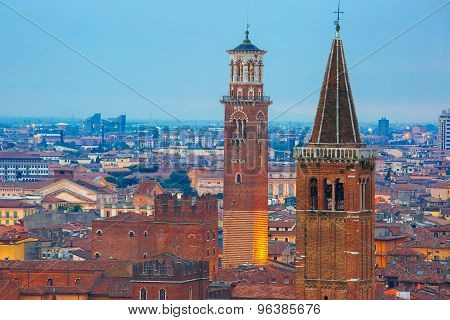 Verona skyline at night, Italy
