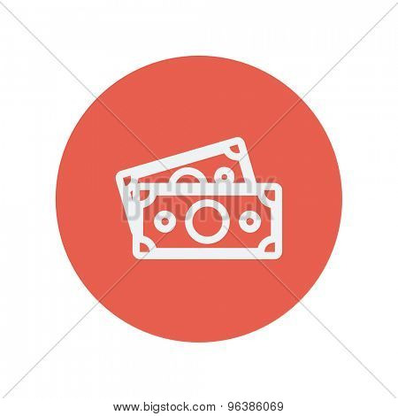 Two blank bills thin line icon for web and mobile minimalistic flat design. Vector white icon inside the red circle.