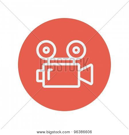 Cinematography thin line icon for web and mobile minimalistic flat design. Vector white icon inside the red circle.