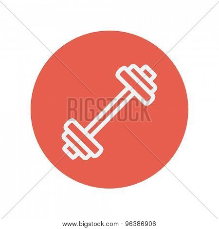 Barbell thin line icon for web and mobile minimalistic flat design. Vector white icon inside the red circle.