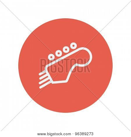 Guitar tuner thin line icon for web and mobile minimalistic flat design. Vector white icon inside the red circle