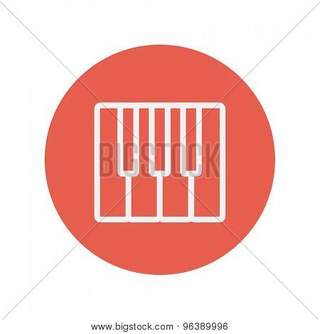 Piano keys thin line icon for web and mobile minimalistic flat design. Vector white icon inside the red circle