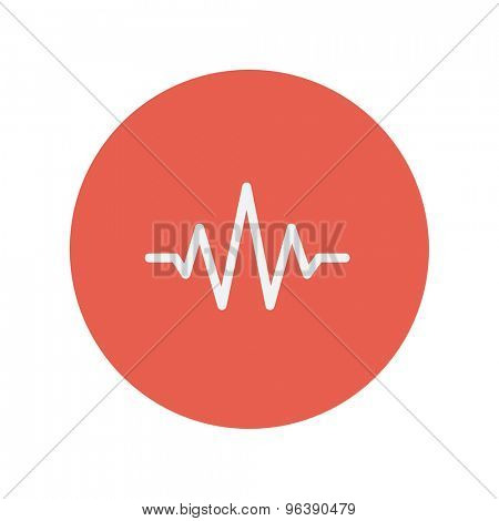 Sound wave beats thin line icon for web and mobile minimalistic flat design. Vector white icon inside the red circle