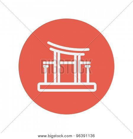 Famous gate thin line icon for web and mobile minimalistic flat design. Vector white icon inside the red circle.