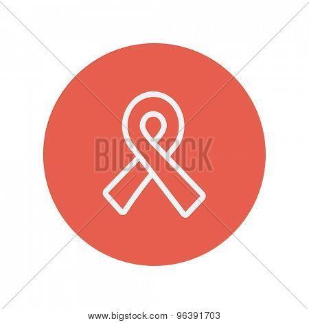 Unity ribbon thin line icon for web and mobile minimalistic flat design. Vector white icon inside the red circle.