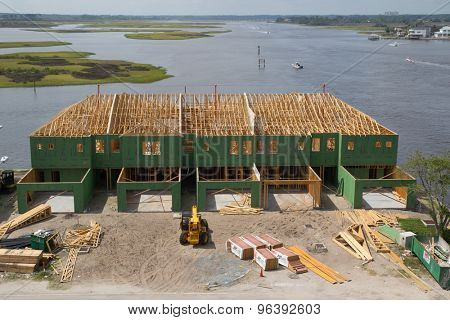 JACKSONVILLE, FLORIDA, USA-JULY19, 2015: New homes being constructed in Jacksonville. The median sale price for homes in Jacksonville was $159,175 in 2014.