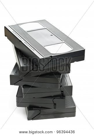 Stack Of Video Home System Movie Cassettes