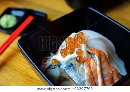 Bowl Of Japanese Mix Sashimi Don On Rice