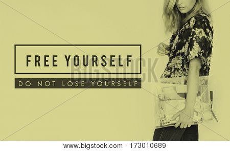 Free yourself phrase text studio people