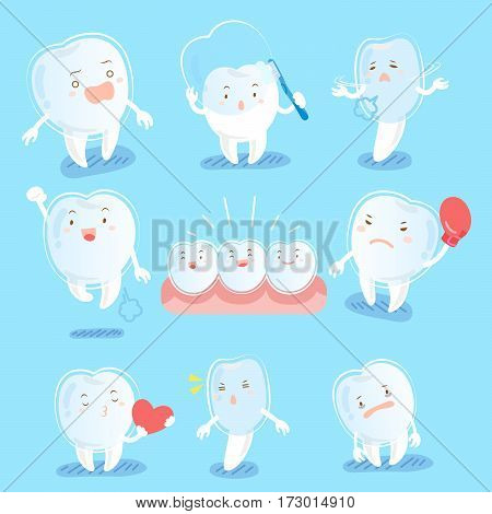 cute cartoon tooth wear brace do different emotions