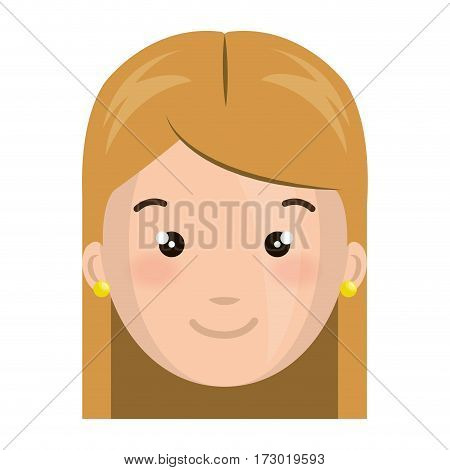 colorful silhouette front view girl face vector illustration