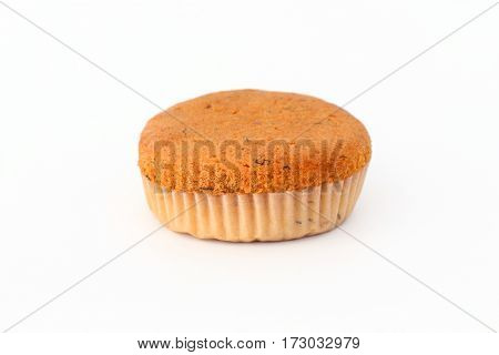 Banana cake on a white background looked very unappetizing.