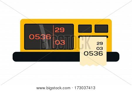 Taximeter icon in flat style transportation symbol driver public transport service sign and money coast measurement instrument travel cab vector illustration. Taxi automobile clock equipment.