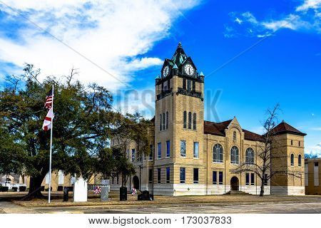 Prattville Alabama USA - January 28 2017: The historic Autauga County Courthouse on Main Street in Prattville.