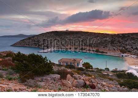 Harbor of Agios Georgios village on Iraklia island in Lesser Cyclades, Greece.