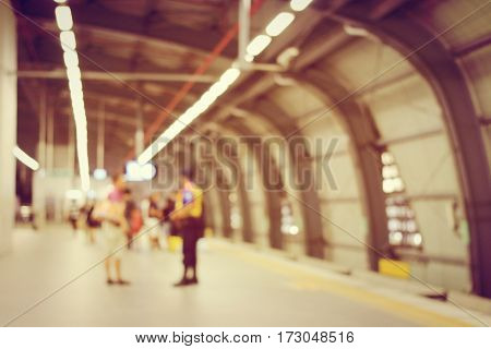 Blurred Image Of Passengers Waiting For Train & Security Man Is Working At Railway Station, Train St
