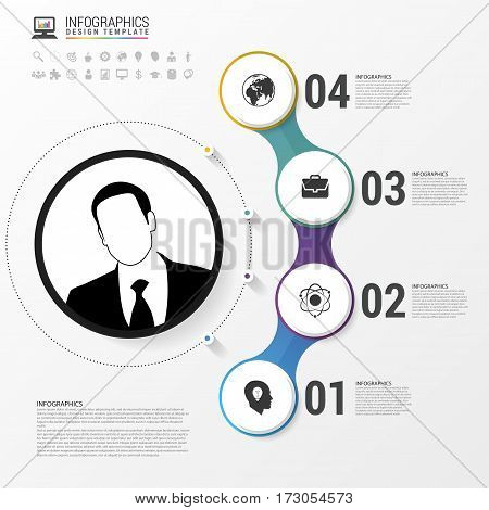 Infographic design with circles. Business template. Can be used for diagram banner number options workflow layout step up options or web design. Vector illustration