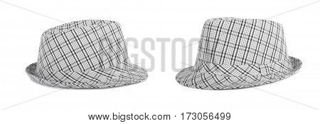 Monochrome Checked Hat For The Summer On An Isolated Background