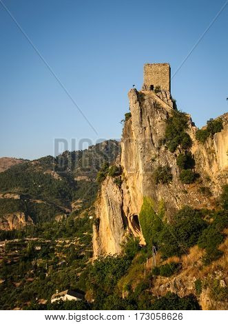 Ruins Of An Ancient Castle At Sunset, La Iruela, Andalusia, Spain