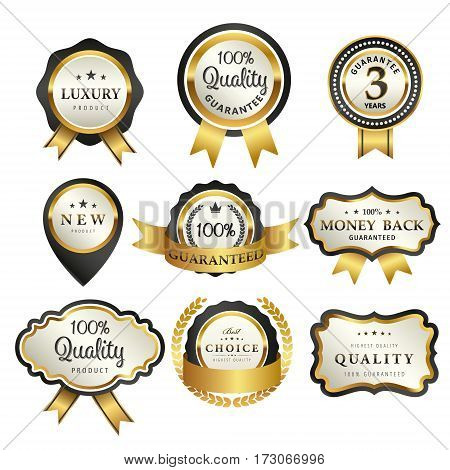 Luxury premium golden badge collection vector illustration