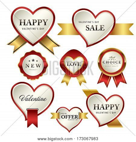 Luxury premium red and golden labels collection for valentine's day promotion.