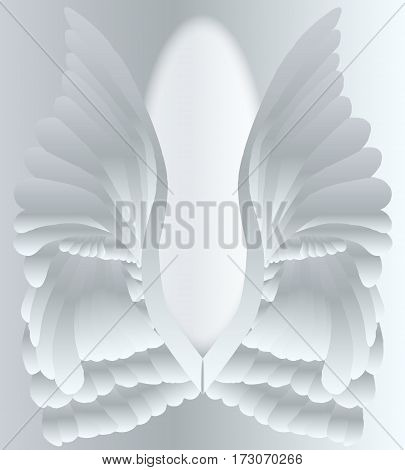 A large pair of silver angelic style wings.
