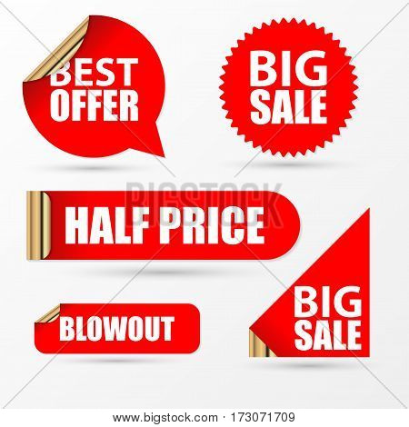 Sale stickers set. Modern red style. Vector illustration