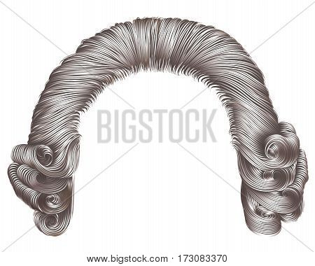 man wig gray hair curls. medieval style rococo.