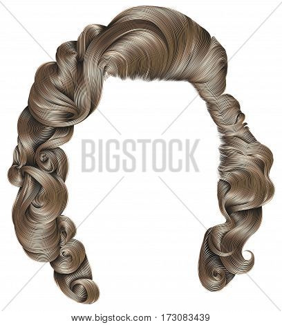trendy woman hairs   blond colors . beauty fashion . retro style curls . realistic 3d .