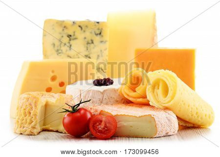 Different Sorts Of Cheese Isolated On White Background