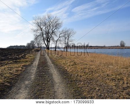 Country road on the lake, Puškaš, Croatia
