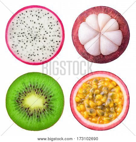 Isolated Tropical Fruits Slices