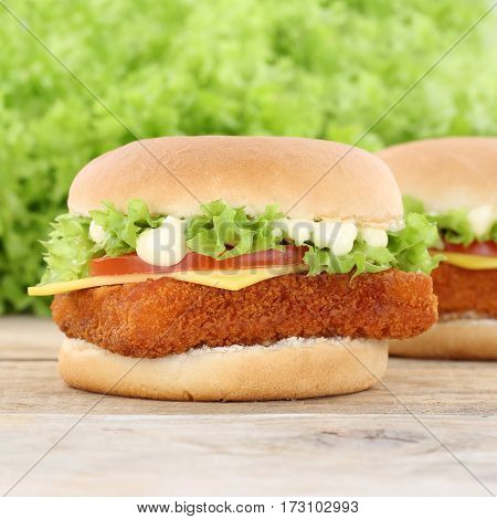Fish Burger Fishburger Hamburger Tomatoes Cheese
