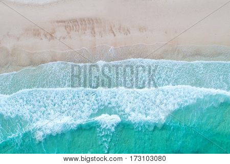 Aerial view. Top view.amazing nature background.The color of the water and beautifully bright.Azure beach with rocky mountains and clear water of Thailand ocean at sunny day.