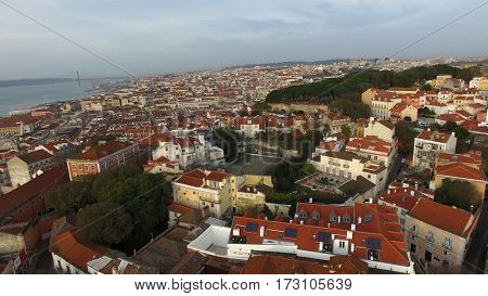 Aerial View of Alfama, Lisbon, Portugal