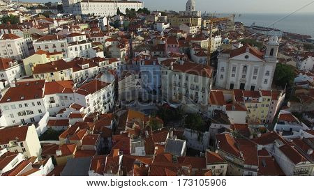 Aerial View of Alfama, Lisbon, Portugal