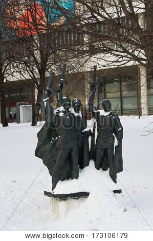 Moscow, Russia - January 17, 2017: The sculpture in the 65 Years of Victory Park in Moscow Muzeon