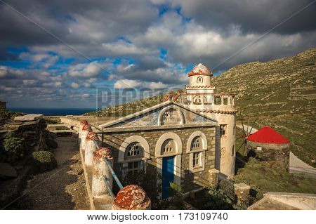 Small Church At  Side Of Road Near Isternia At Tinos