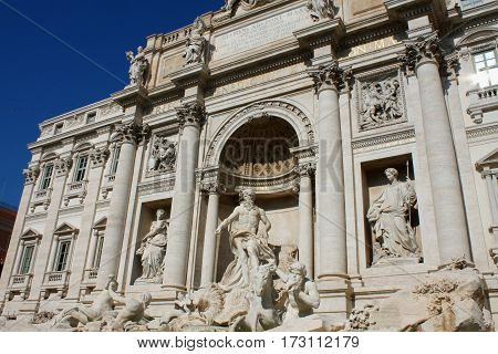 famous Trevi Fountain in Rome - Italy.