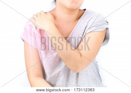 shoulder bone injury white background , shoulder pain
