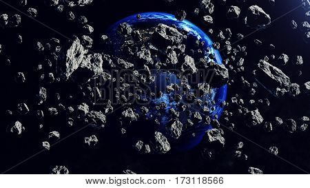 Inside The Asteroid Belt Seen Against The Earth