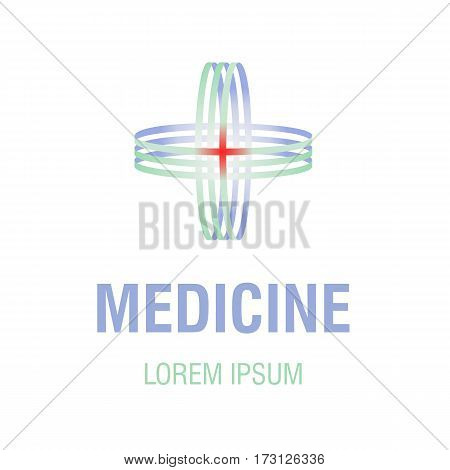 Medical cross logo of multicolored ribbons for your projects