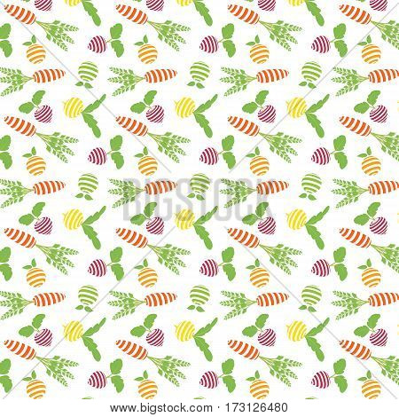 Pattern of fruit and vegetables on a white background