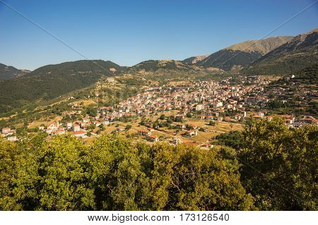 Cityview At Mountain Village Of Karpenisi, Evritania, Greece