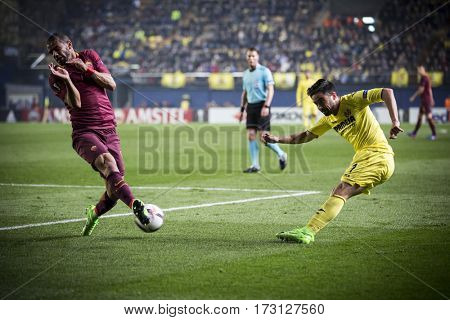 VILLARREAL, SPAIN - FEBRUARY 16: Costa with ball during UEFA Europa League match between Villarreal CF and AS Roma at Ceramica Stadium on February 16, 2017 in Villarreal, Spain