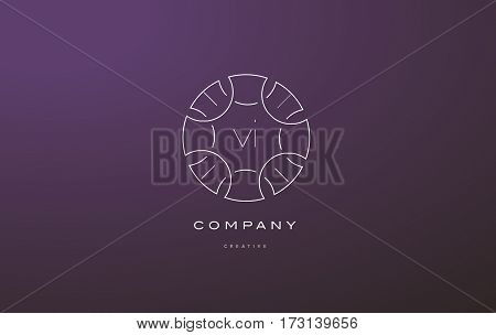 Vh V H Monogram Floral Line Art Flower Letter Company Logo Icon Design